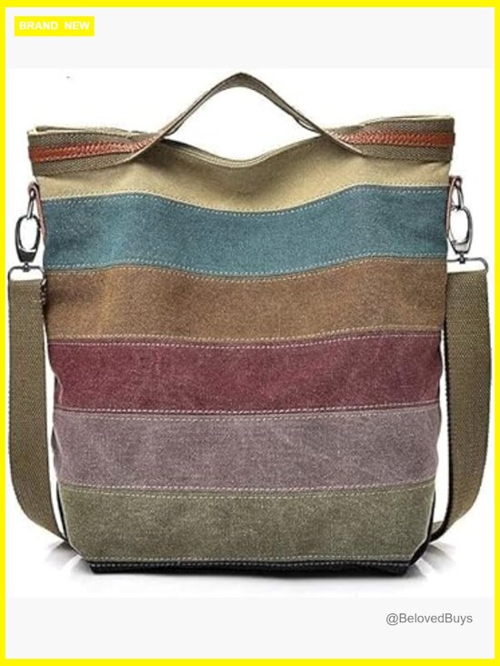 Handbags - Canvas Hobo Tote with Adjustable Strap for Work Travel Casual